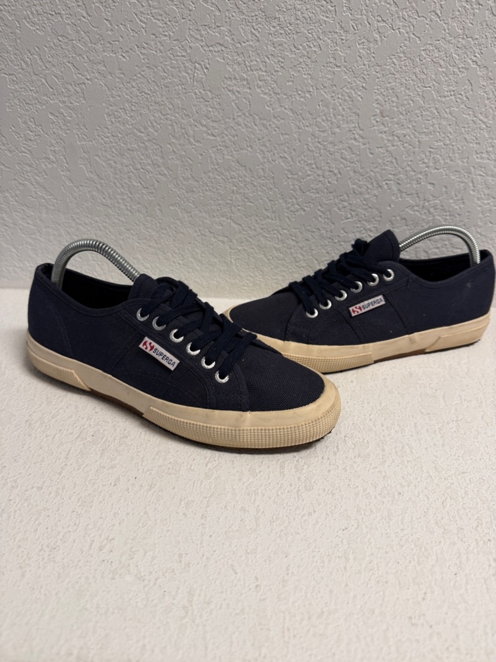 Superga Navy Canvas Low-Profile Sneakers with Cream Sole u used W 9.5 M 8